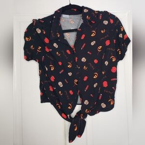 Trick r Treat Sam Spirit Halloween Button Down Top Size small spooky Horror